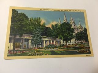 Vintage Postcard Unposted Linen Mormon Tabernacle & Temple Salt Lake City Ut