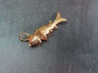 Vintage 9ct Gold Articulated Fish Pendant 1972