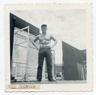 17 Vintage Photo Shirtless Soldier Beefcake Man Bulge On Stage Snapshot Gay