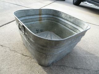 Vintage Square Galvanized Metal Wash Tub 21 " By 21 " By 12 " Good Shape