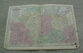Vintage 1839 Map United States Western States Jh Young Engraved 11 3/4 X 17 1/2 "