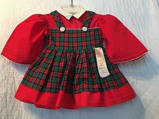 Vintage Patti Playpal Doll Pinafore Dress Red And Green " Dress Only "