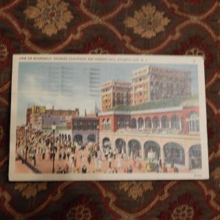 Vintage Postcard Boardwalk,  Chalfonte,  And Haddon Hall,  Atlantic City,  N.  J.
