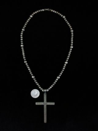 Vintage Navajo Cross Necklace - Sterling Silver,  Large And Heavy