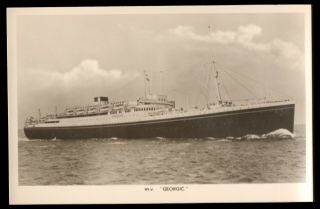 Vintage Rppc Of Motorship Mv Georgic White Star Line / Cunard - Sunk By Germans