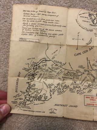 Rare Vintage Wallet Map of Cape Cod L.  B.  Robbin Folk Art 2