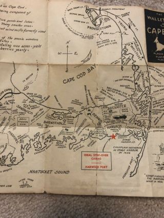 Rare Vintage Wallet Map of Cape Cod L.  B.  Robbin Folk Art 3