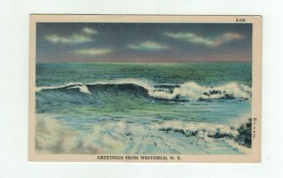 Ny Westfield York Vintage Post Card - Surf And " Greetings From.  "