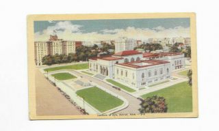 Vintage Linen Postcard Of The Institute Of Arts Detroit Michigan