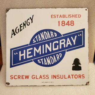 Vintage Looking Hemingray Glass Insulator Telephone Telegraph Sign Porcelain