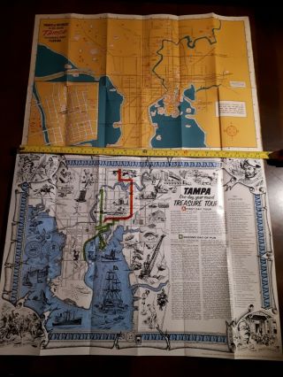 Two Vintage Tampa Bay Pictorial Maps 1960s - 1970s