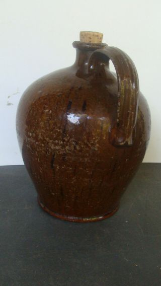 Alkaline Glaze 19th C Redware / Stoneware (southern ?) 1 Gallon Jug