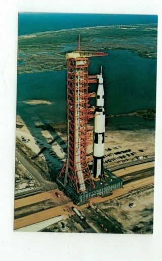 Vintage Space Post Card - Nasa Apollo/saturn V Arriving At Launch Pad 39 - A