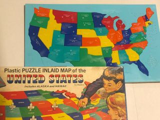 Hasbro Plastic Puzzle Inland Map Of The United States Vintage Hasbro Toy 1967
