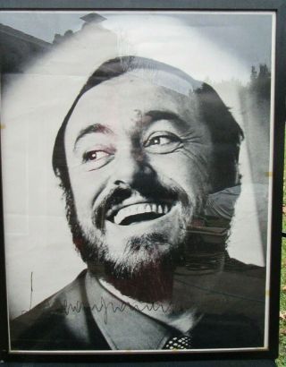 Luciano Pavarotti Opera Singer Black & White Print Photograph Poster W Signature