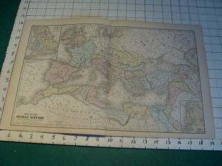 Vintage 1866 Mitchell Map: Roman Empire 49 Aprox 19 X 12 "
