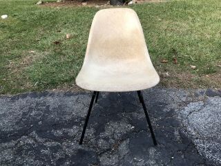 Vintage Herman Miller EAMES Fiberglass Shell Side Chair Raw Umber? W Base 2
