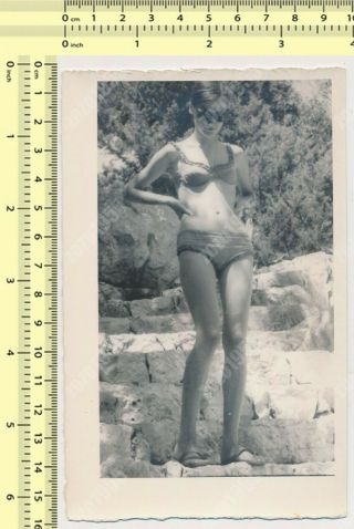 Bikini Woman With Shades Lady Swimwear Sunglasses Beach Abstract Vintage Photo