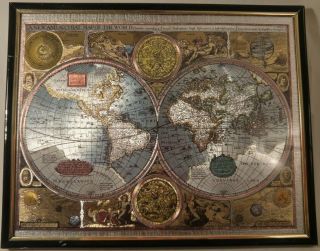 Vintage Metallic A And Accurate Map Of The World Framed 8 " X 10 "