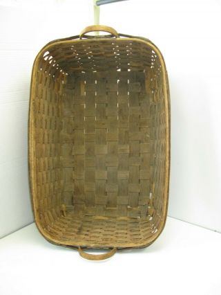 Large Antique Splint Gathering Laundry Basket Primitive Attached Wooden Runners 2