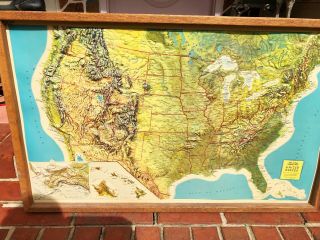 Rare Vintage 3d United States Coast To Coast Detailed Rand Mcnally Map 35x23