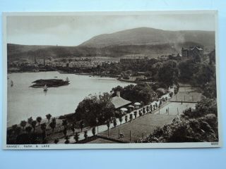 Photochrom Vintage B&w Pc Ramsey Park & Lake.  Isle Of Man Unposted