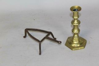 Rare 18th C Shaped Wrought Iron Standing Hearth Trivet In The Best Old Surface