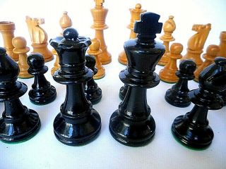 Vintage Antique Lardy Boxwood Staunton Chess Set 3 " King Complete W/ Wood Box