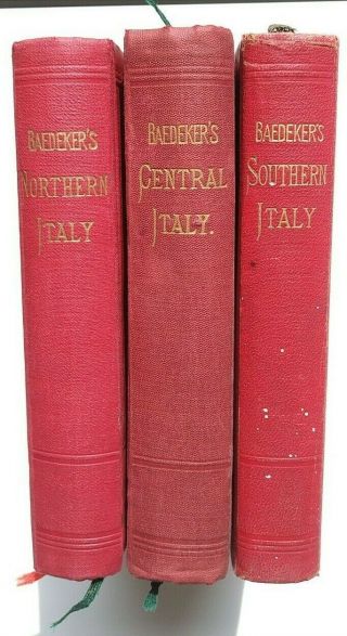 Vintage Baedekers North,  Central & South Italy Guidebooks Antique Maps 1893 - 1912