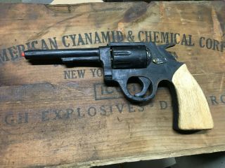 Vintage Folk Art Gun Handmade Colt.  38 Police Special Pistol Carved Wood Tramp