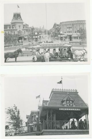 Four Old Black And White Pictures Of Disneyland California,  Santa Fe Rr Sign