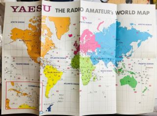 Vintage Yaesu Amateur Radio Map Of The World 23.  5 " X 33 " Ham Radio Advertising