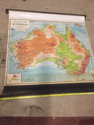 Rare Vintage Australia Nystrom School Pull Down Map - 56 " X 45 " - Euc