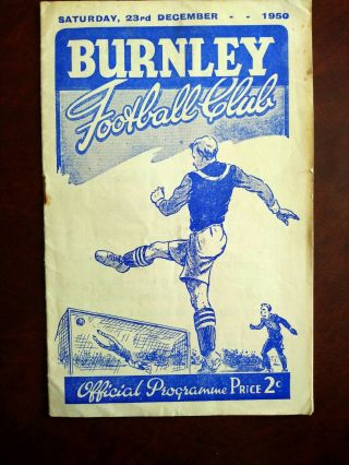 Vintage Burnley V Sheffield Wednesday Football Programme 1950 / 51 Season