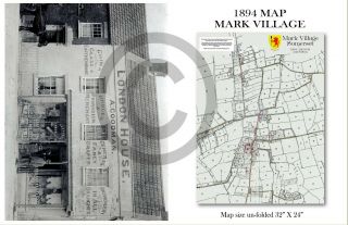 Mark Village - Somerset - Full Size Fold Out Vintage Map C1894 -