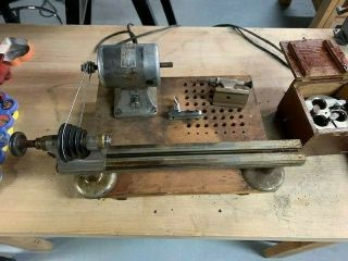 Vintage G Boley German Watch Lathe With Motor,  Foot Pedal And Collets.