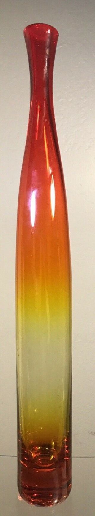 Vintage Blenko Glass Stretch Bottle Tangerine Joel Myers