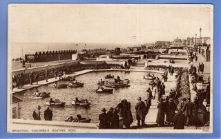 1929 Childrens Boating Lake Brighton East Sussex Local Vintage Postcard