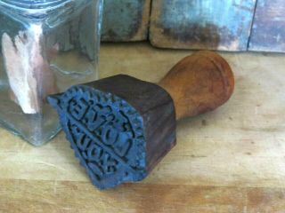 Old Heart I Love You Carved Primitive Farmhouse Wood Butter Mold Stamp Press