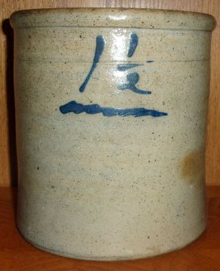 Antique Stoneware 1 1/2 Gal Salt Glazed Jug Blue Cobalt Crock Redwing?