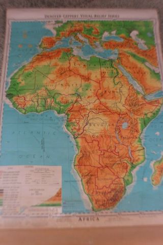 Rare Vintage Denoyer - Geppert 1959 Wall Map Africa 43 " /60 " Canvas Visual Relief