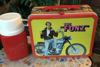 1976 Vintage Happy Days Tv Show Lunchbox & Thermos - The Fonz Fonzie - Lunch Box
