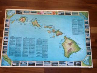 Vintage Classic 1982 Hawaii Surfing Map Island Surf Spots