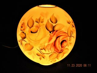 Vintage Large Hand Painted Signed Gwtw Hurricane Opal Glass Ball Lamp Shade