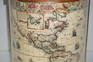 Vintage Mid - Century Shelton Ware Tall Ice Bucket America Globe Map Atlas 15 