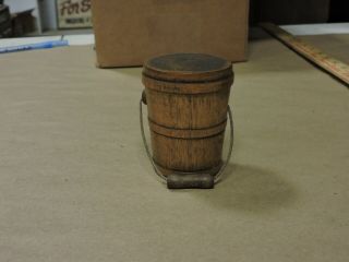 Antique Primitive Ice Cream Wood Barrel Bucket,  Salesman 