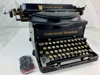 Underwood Noiseless Typewriter - W/ Ribbon - Black - Vintage Rare Antique