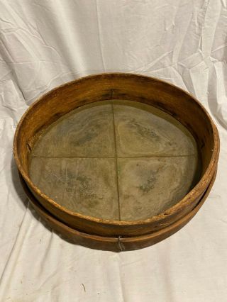 Antique Large Wood And Screen Sifter