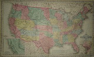 Vintage 1859 Desilver Map United States & Western Territories Antique Authentic