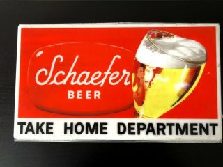 (rare) Vintage Schaefer Beer Lighted Sign Plastic Front,  Take Home Department